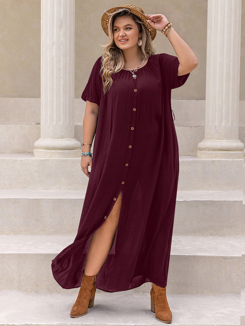 plus-size-round-neck-half-sleeve-dress OhSoStyled - Sophia's Style-4